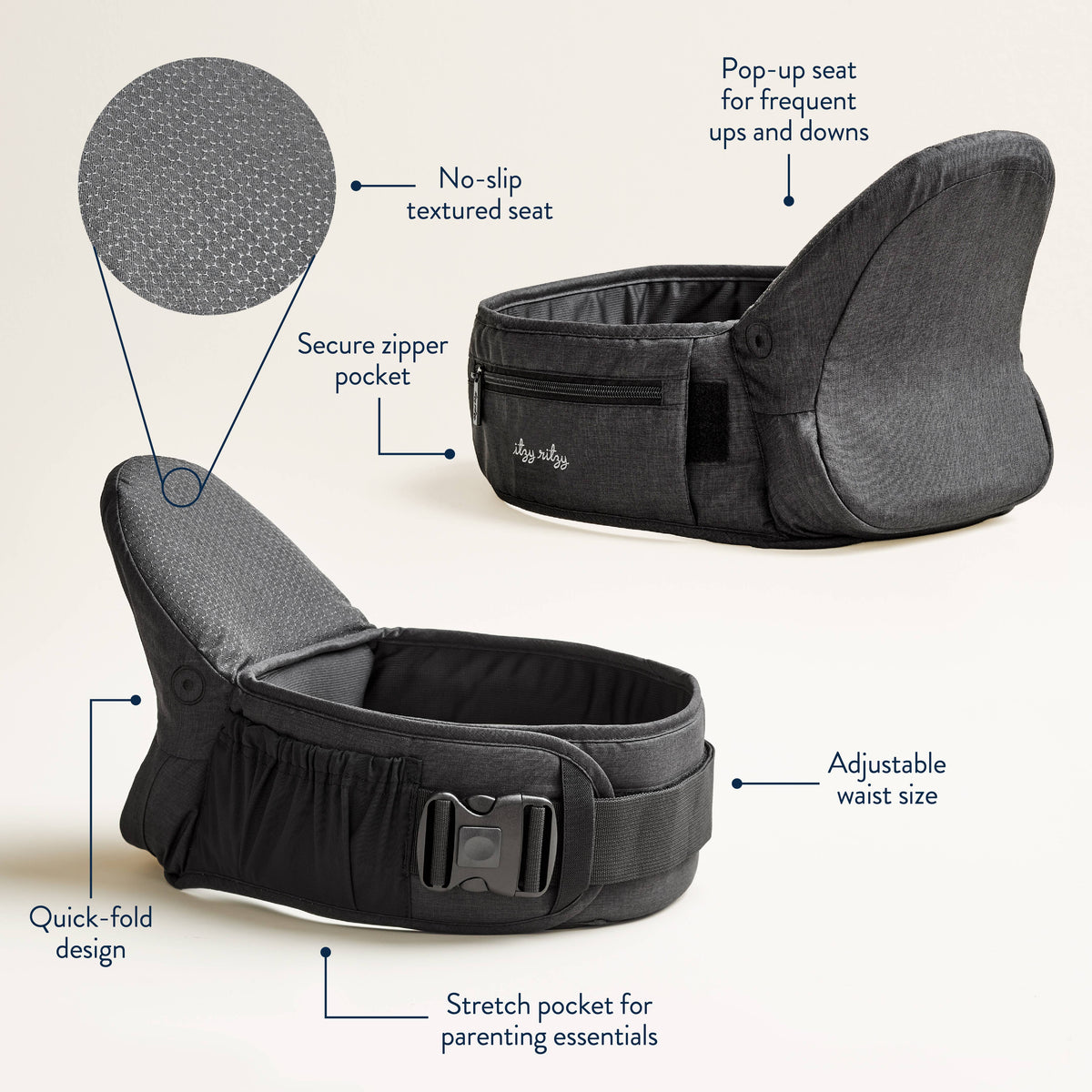 Itzy Hold & Fold™ - Hip Seat Carrier Slings & Carriers Itzy Ritzy