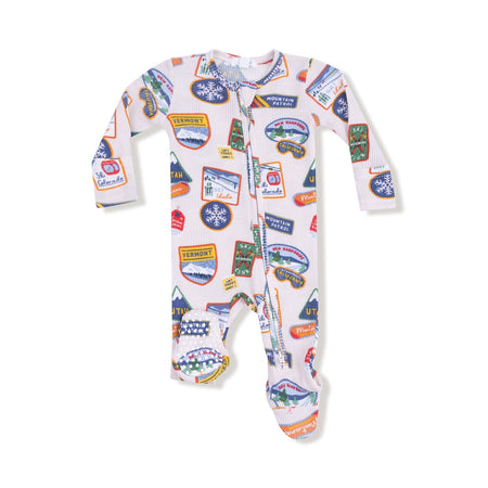 Vintage State Snow Sport Patches 2 Way Zipper Footie Footies Angel Dear