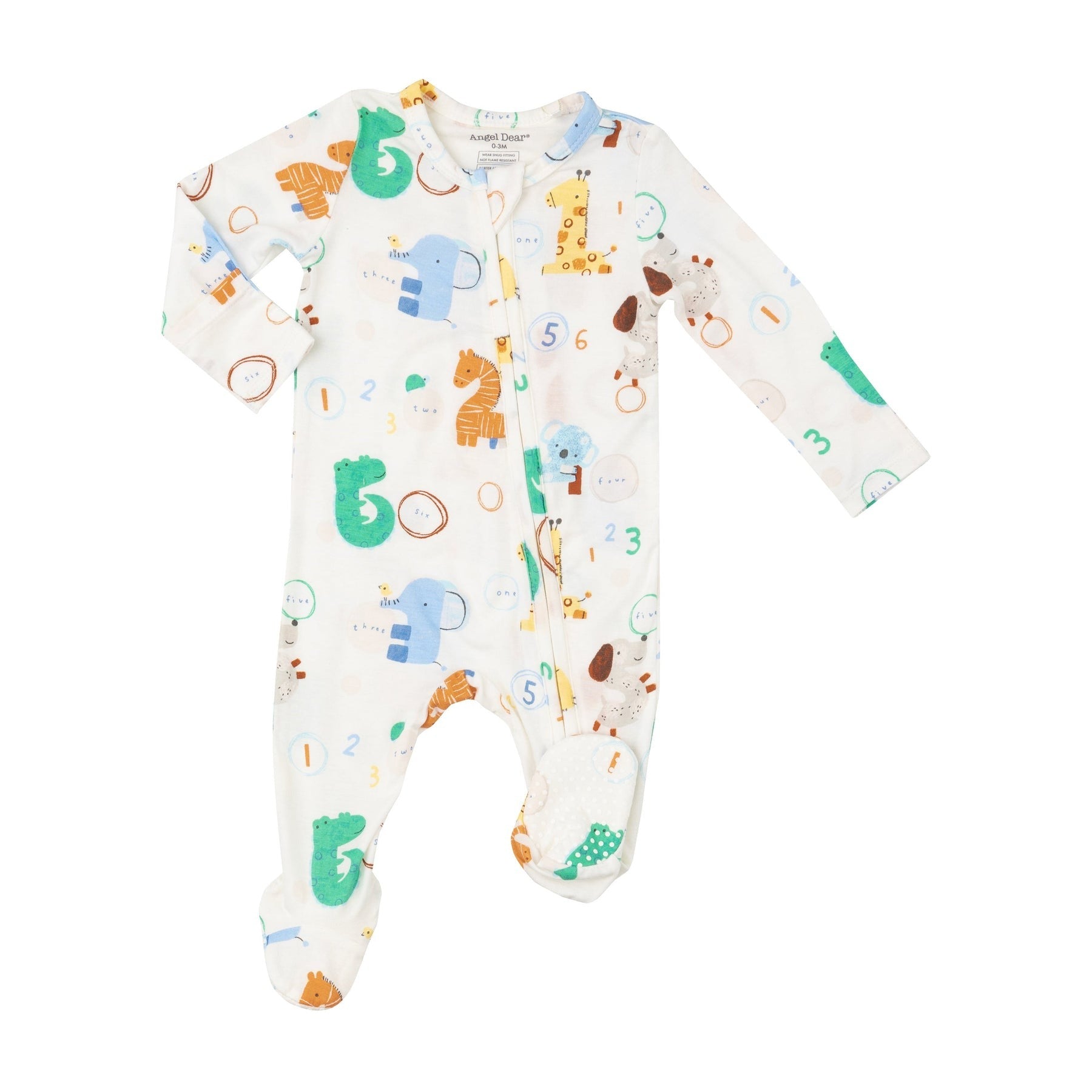 Animal Numbers 2 Way Zipper Footie Clothing - Infant Angel Dear