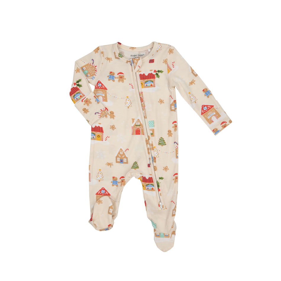 Gingerbread Village 2 Way Zipper Footie
