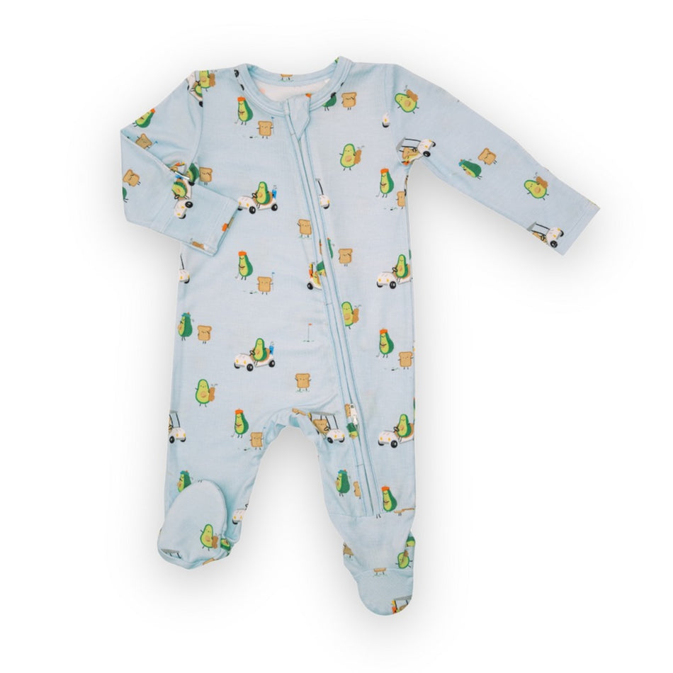 Golfing Avocados 2 Way Zipper Footie