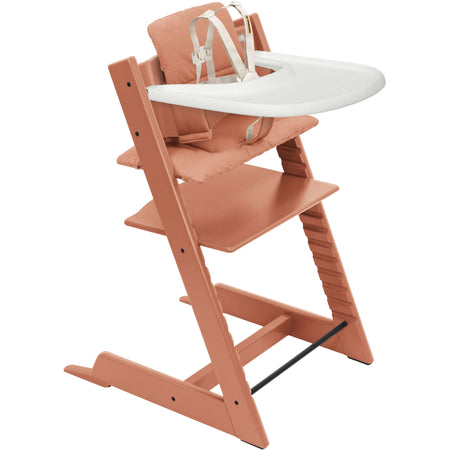 Tripp Trapp High Chair² with Cushion + Stokke Tray High Chairs Stokke Terracotta + Terracotta Cushion