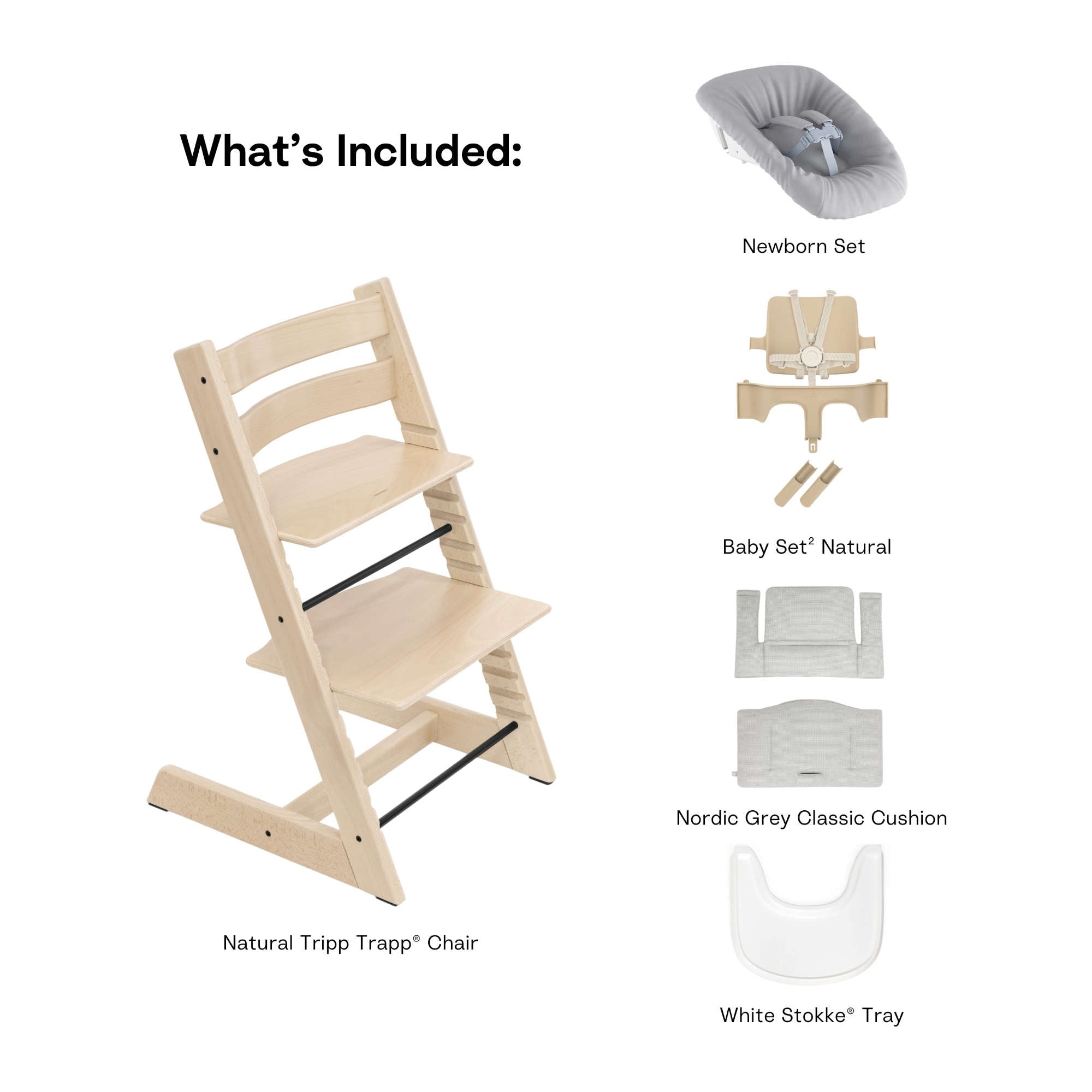 Tripp Trapp High Chair² with Cushion, Tray and Newborn Set High Chairs Stokke
