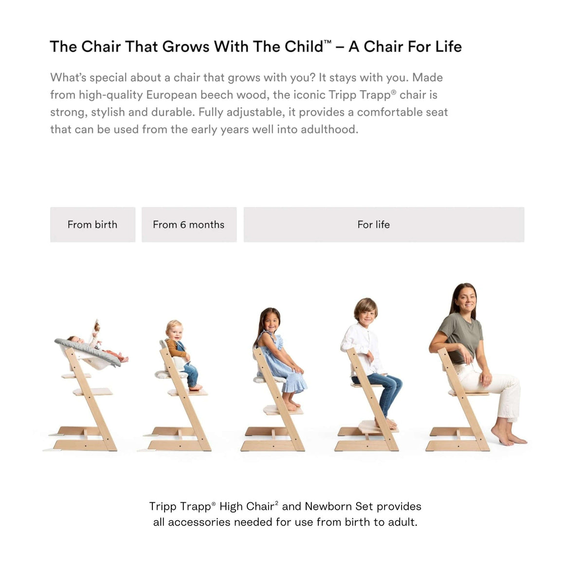 Tripp Trapp High Chair² with Cushion, Tray and Newborn Set High Chairs Stokke
