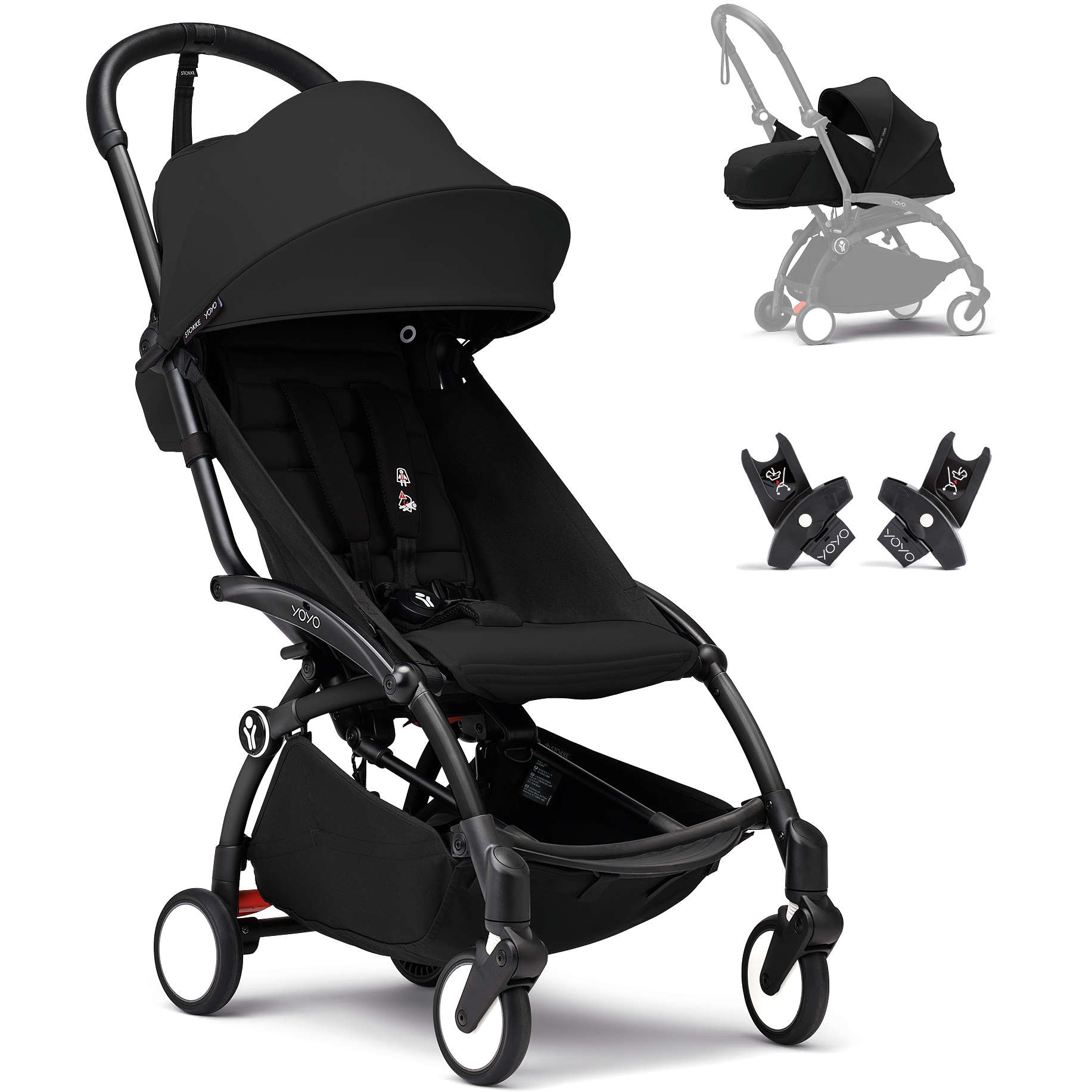 YOYO³ Stroller From Newborn to Toddler Strollers - Single Stokke Black on Black