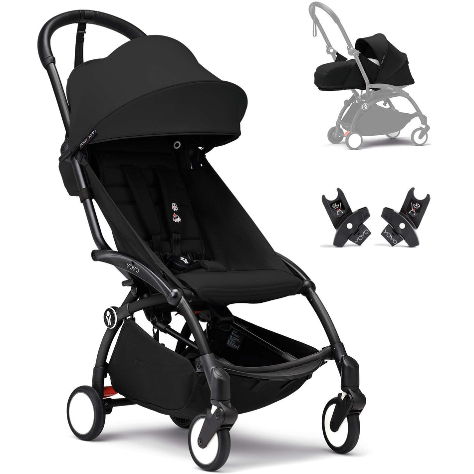 YOYO³ Stroller From Newborn to Toddler Strollers - Single Stokke Black on Black