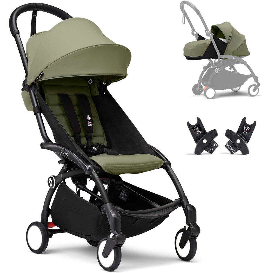 YOYO³ Stroller From Newborn to Toddler Strollers - Single Stokke Olive on Black