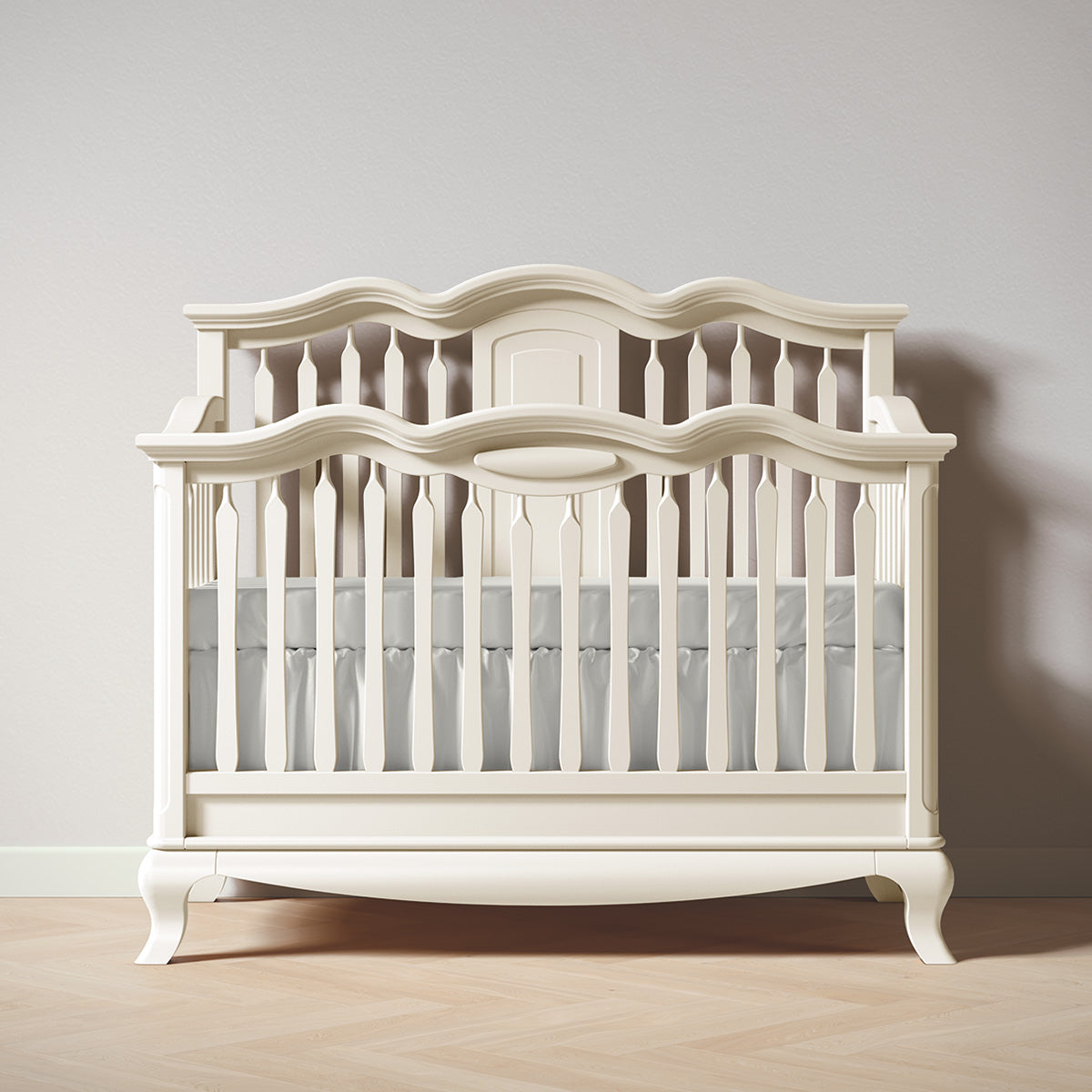 Romina Cleopatra Convertible Crib / Open Back Cribs Romina Furniture Bianco Satinato