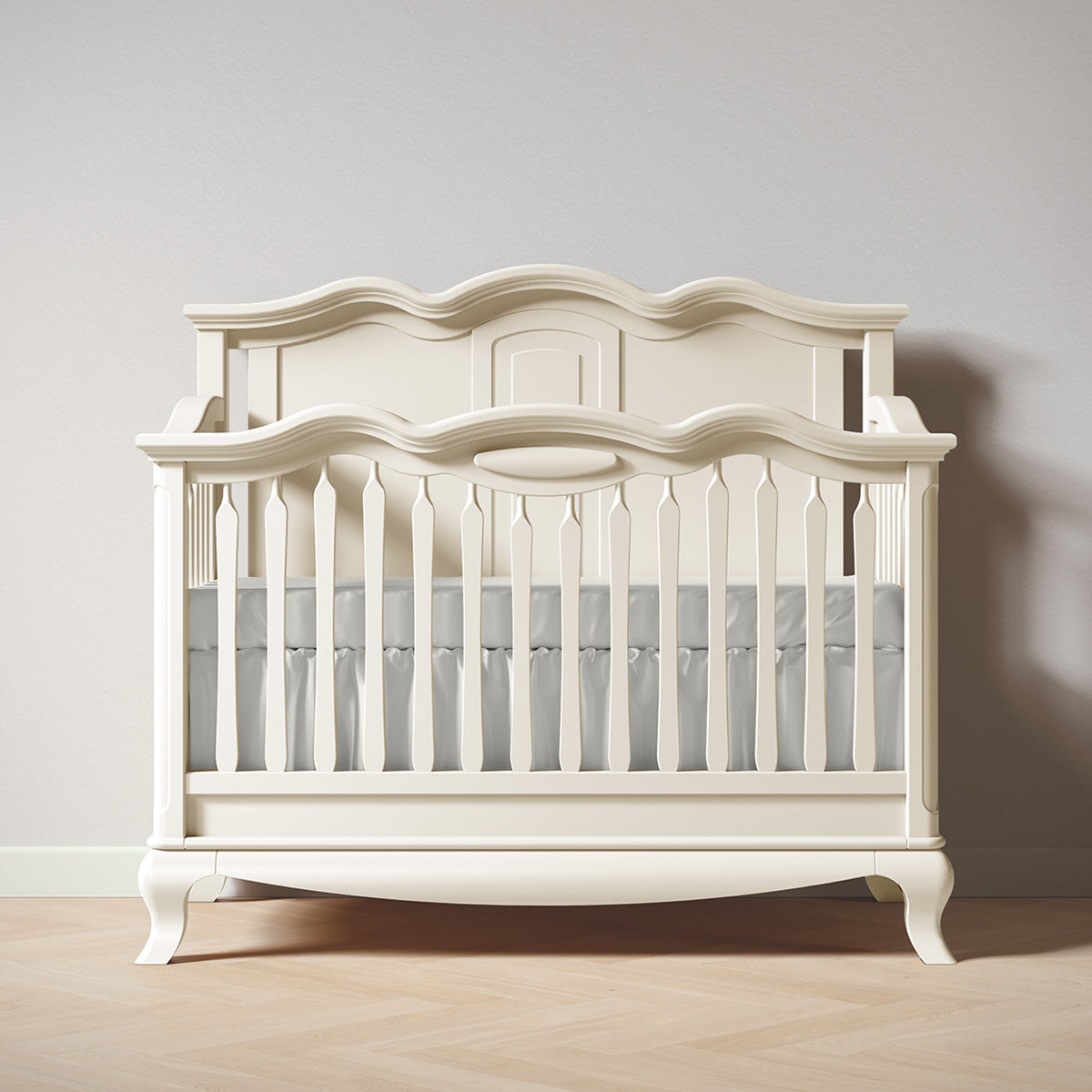 Romina Cleopatra Convertible Crib / Solid Back Cribs Romina Furniture Bianco Satinato