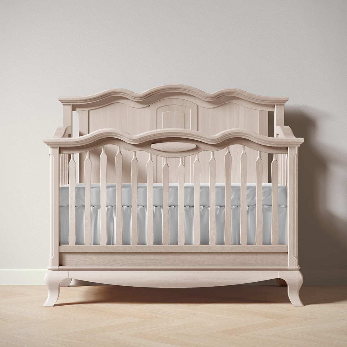 Romina Cleopatra Convertible Crib / Solid Back Cribs Romina Furniture Washed White