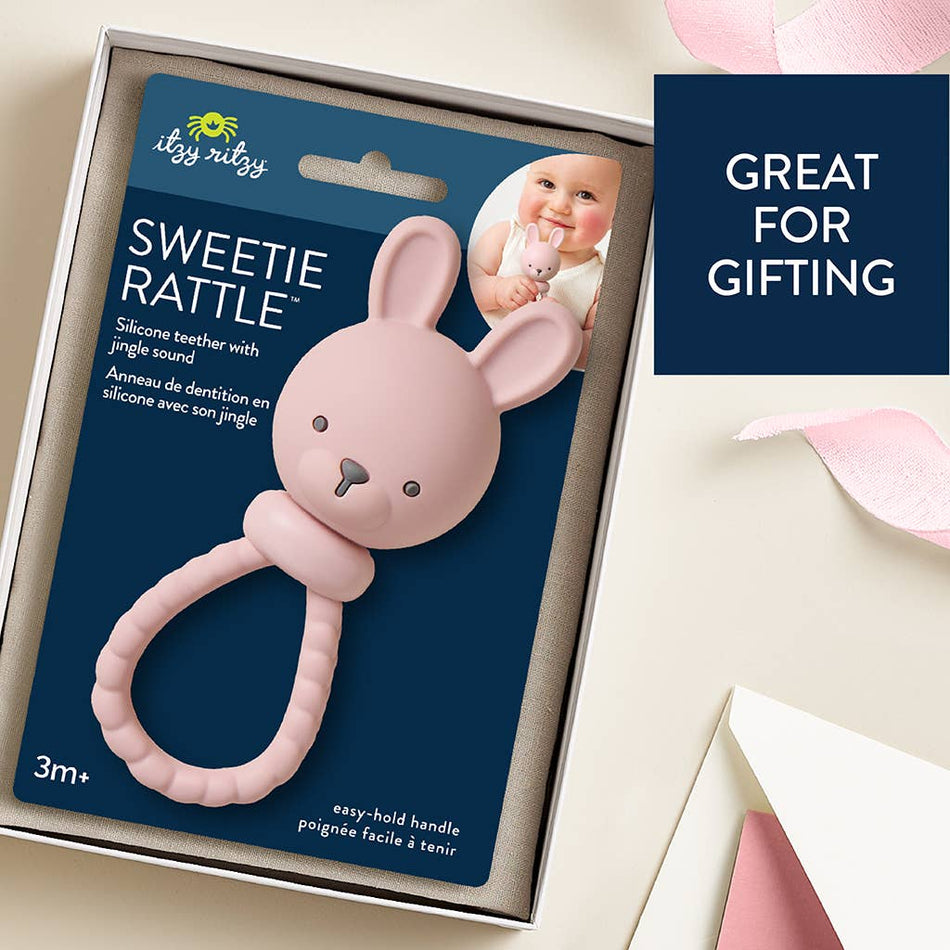 Pink Bunny Sweetie Rattle™ Pacifiers & Teethers Itzy Ritzy
