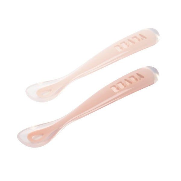 First Foods Silicone Spoon - Set of 2 - Cotton Candy Plates, Bowls & Utensils BEABA & Childhome Yes Cotton Candy