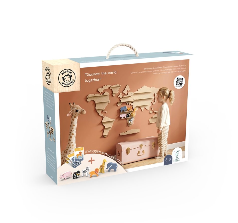 World Map Animal Shelf (Incl. Starter Set w/6 Animals) Activity Toys Speedy Monkey