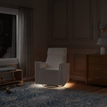 Monogram by Namesake Willa Deluxe Power Recliner and Swivel Glider with Heat + Massage | Ivory Corduroy Recliners Namesake