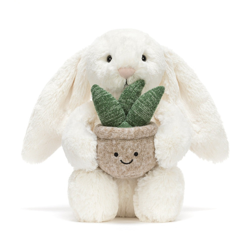 Cream Bunny with Plant Security Blankets Jellycat