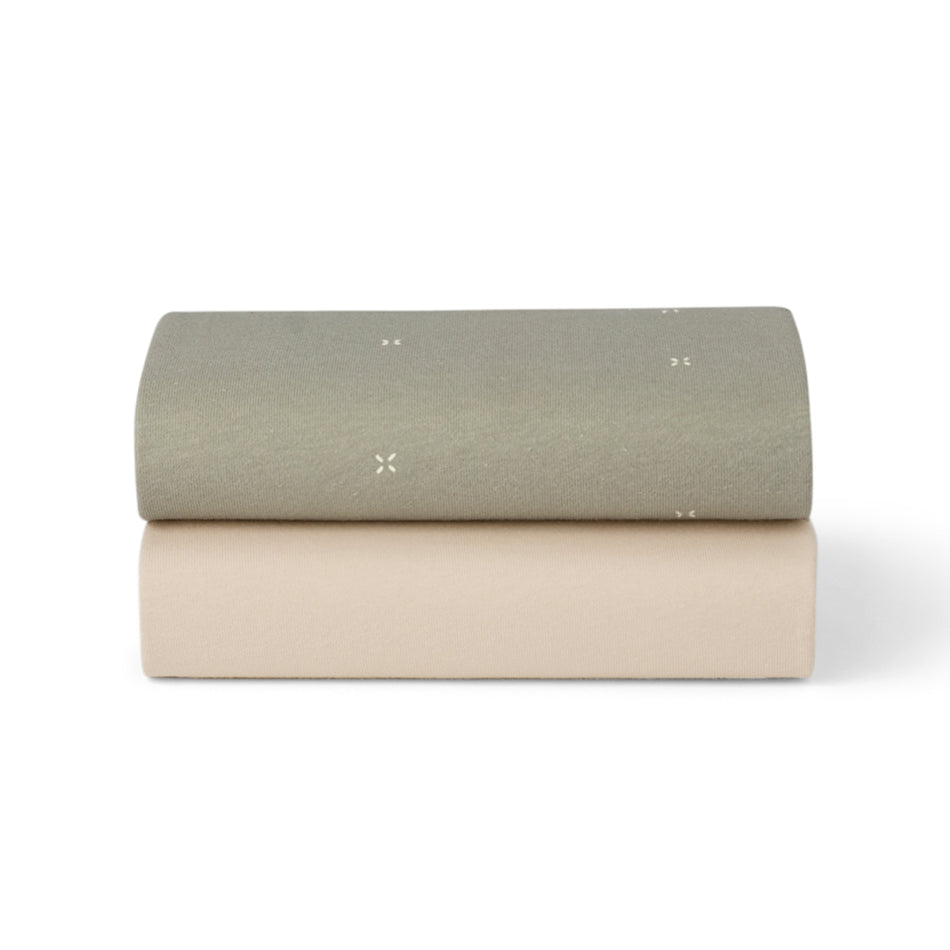 Bassinet 2 Pack Fitted Sheets - Sage Cross