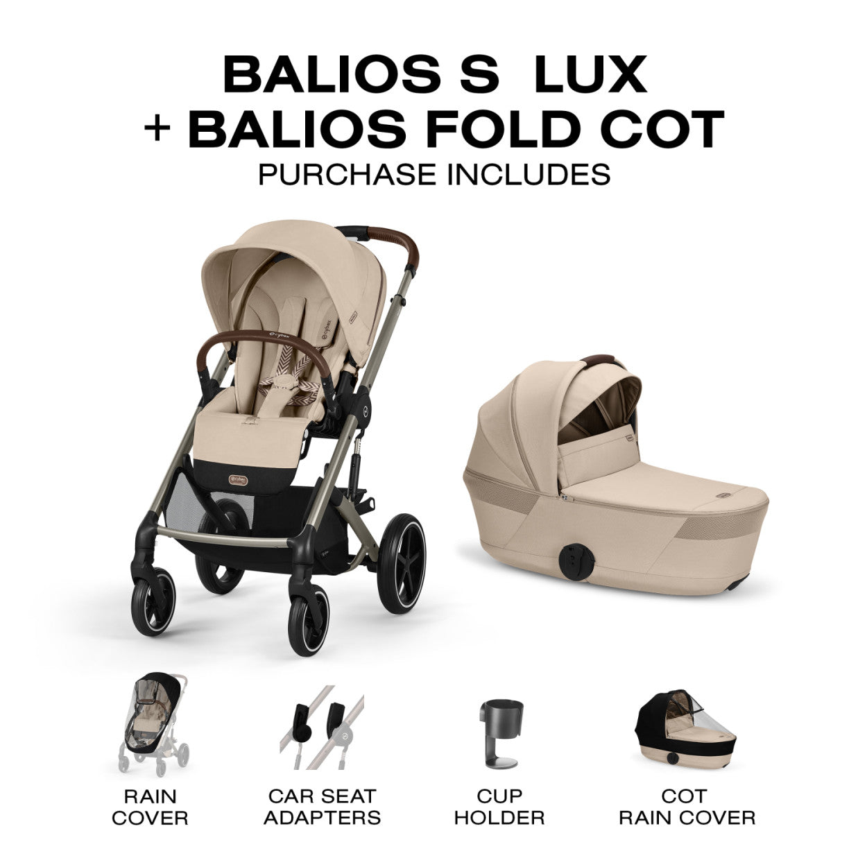 BALIOS S Lux Stroller + BALIOS Fold Cot Newborn Bundle Strollers - Singles Cybex