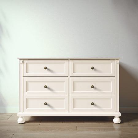 Romina Dakota Double Dresser Dressers Romina Furniture Bianco Satinato Bronze Swirl Knob