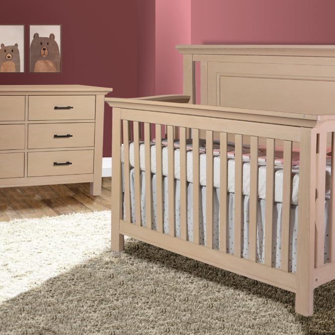 Como Flat Forever Crib + Double Dresser Set Crib Sets Pali Sandstone