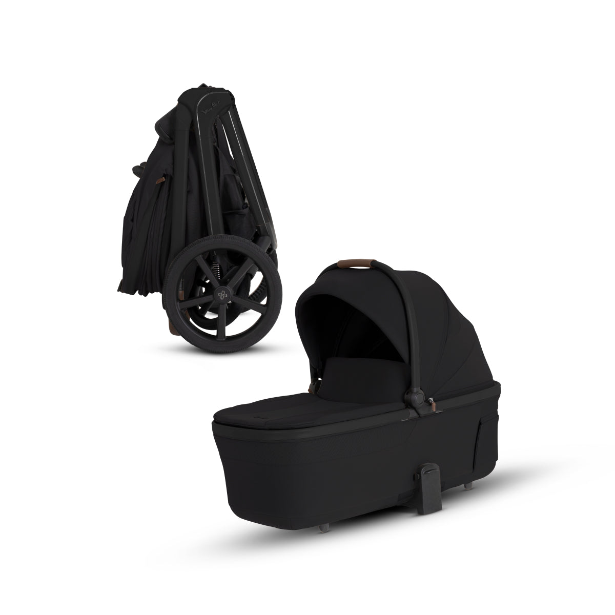 Cove 2 Compact Folding Bassinet Strollers - Single Silver Cross Onyx