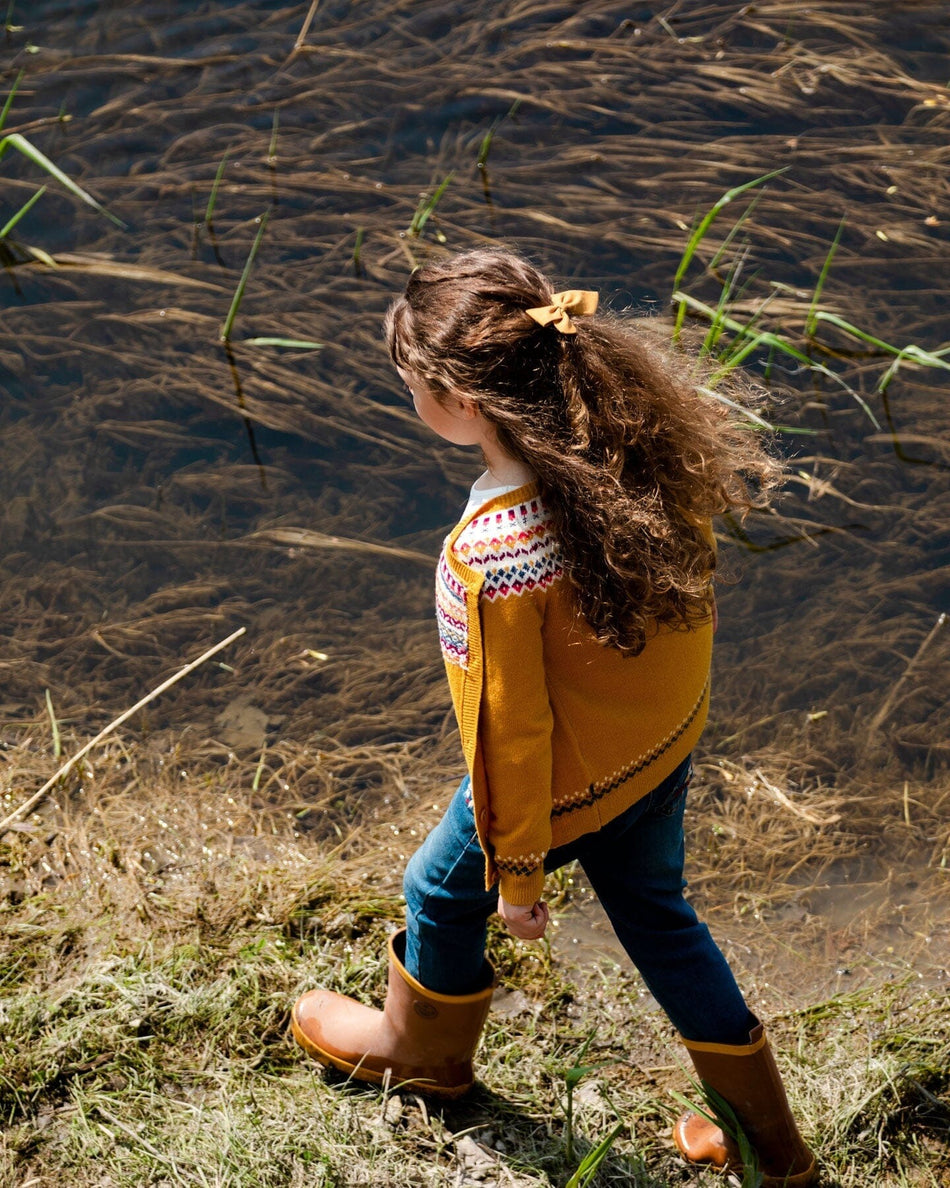 Icelandic Knitted Cardigan Yellow Ochre