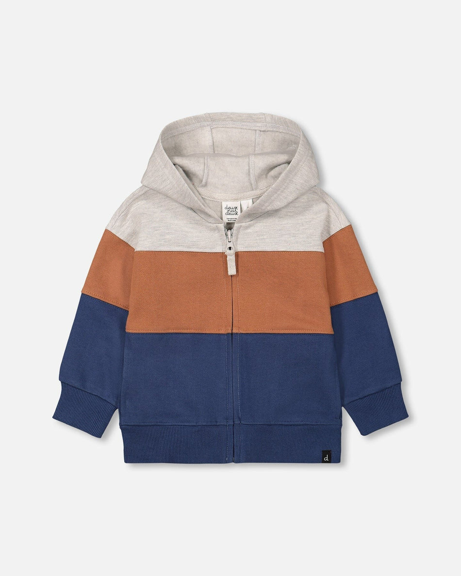 Full Zip Color Hoodie + Fleece Sweatpants Indigo Blue