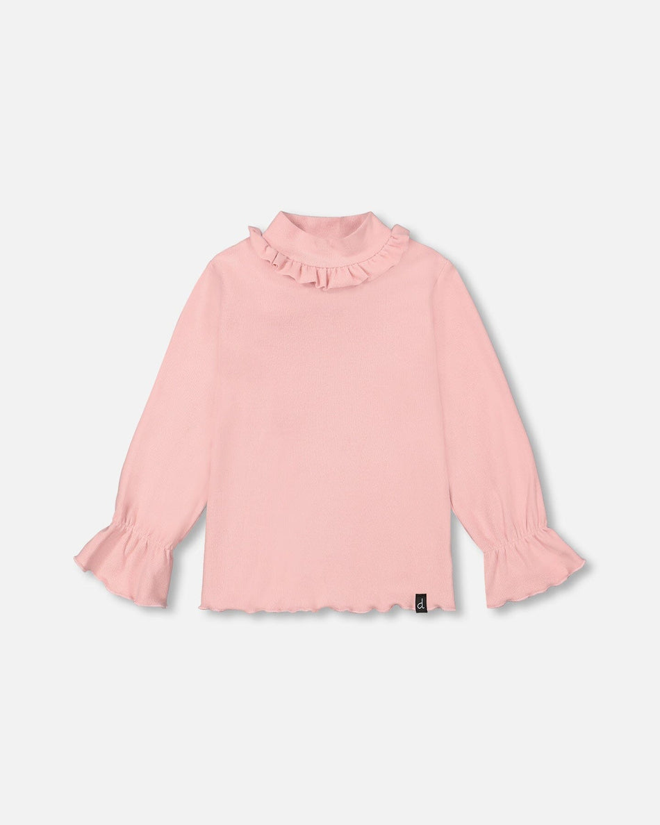 Powder Pink Super Soft Brushed Rib Mock Neck Top