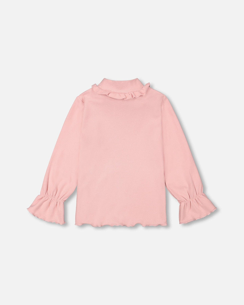 Powder Pink Super Soft Brushed Rib Mock Neck Top