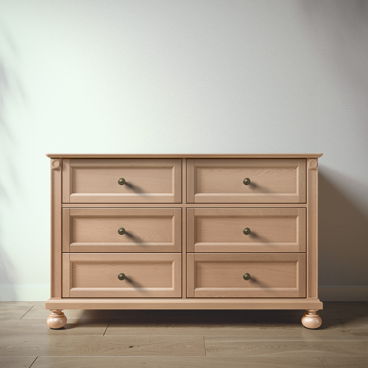 Romina Dakota Double Dresser Dressers Romina Furniture Albero Puro Bronze Swirl Knob