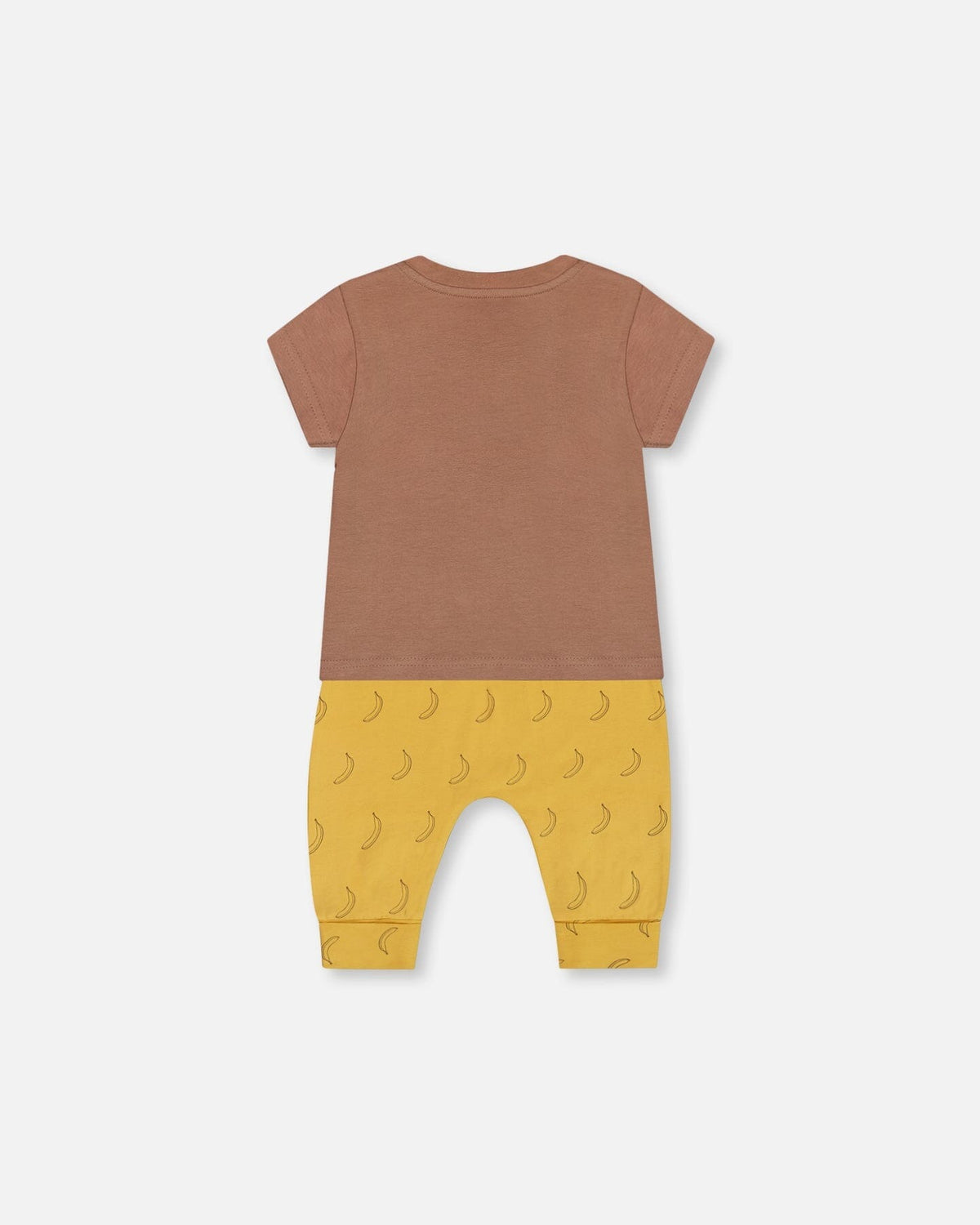 Printed Organic Cotton Top And Pant Set Yellow Bananas And Brown Clothing - Infant deux par deux