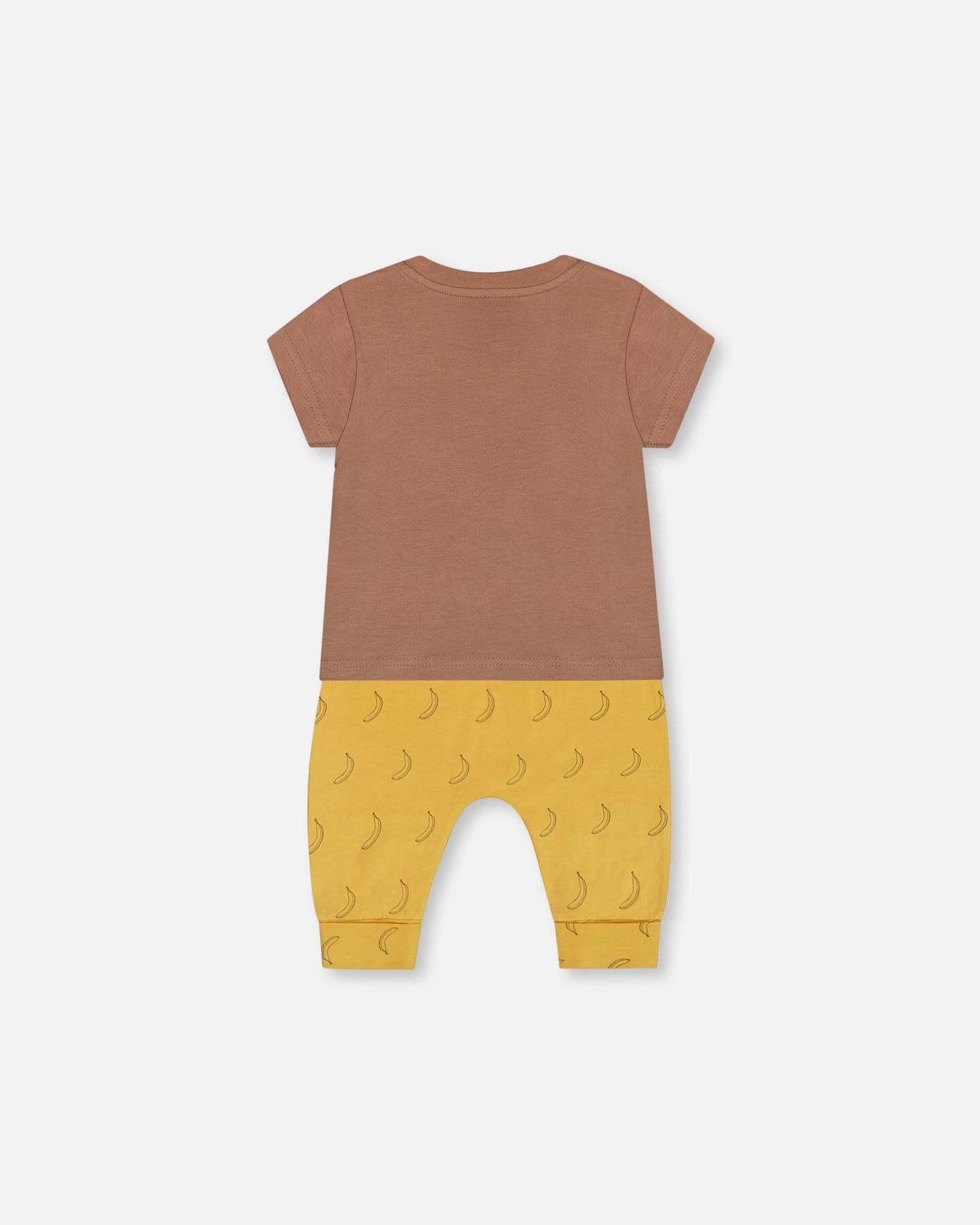 Printed Organic Cotton Top And Pant Set Yellow Bananas And Brown Clothing - Infant deux par deux