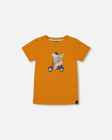 Organic Cotton Tee Vibrant Orange And Blue Vespa Clothing - Boys Outfits deux par deux
