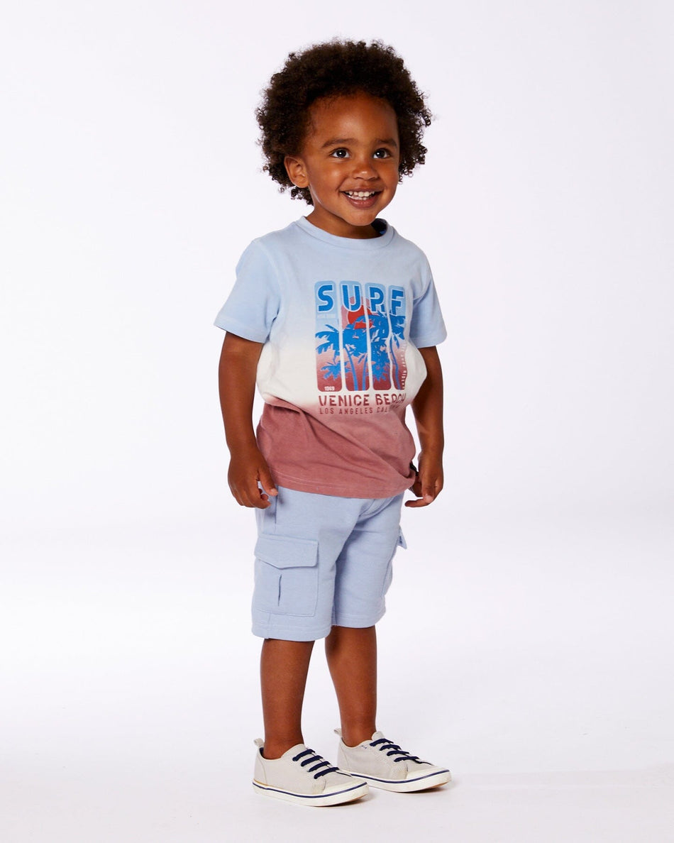 French Terry Baby Blue Surf T-Shirt + Short Set