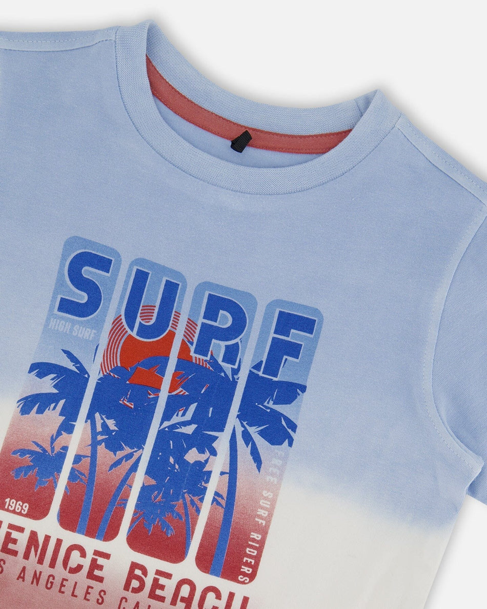 French Terry Baby Blue Surf T-Shirt + Short Set