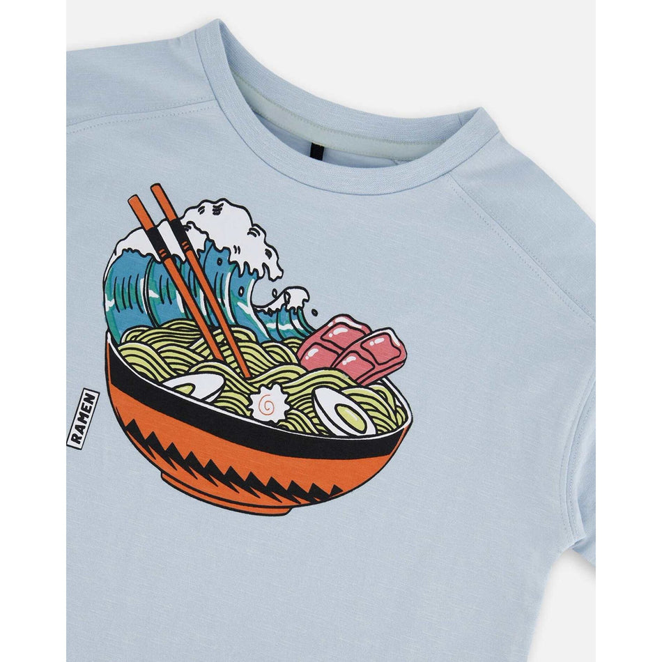 Short Sleeve Graphic Tee Blue And Ramen