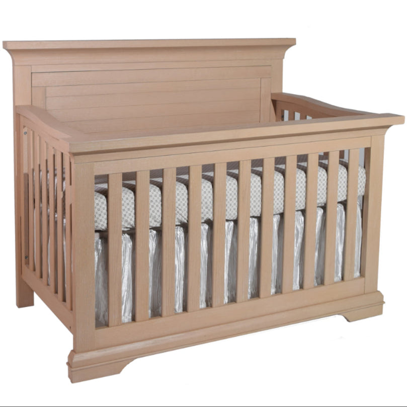 Genova Forever Crib with Decor Base Convertible Cribs Pali Wood with Horizontal Lines