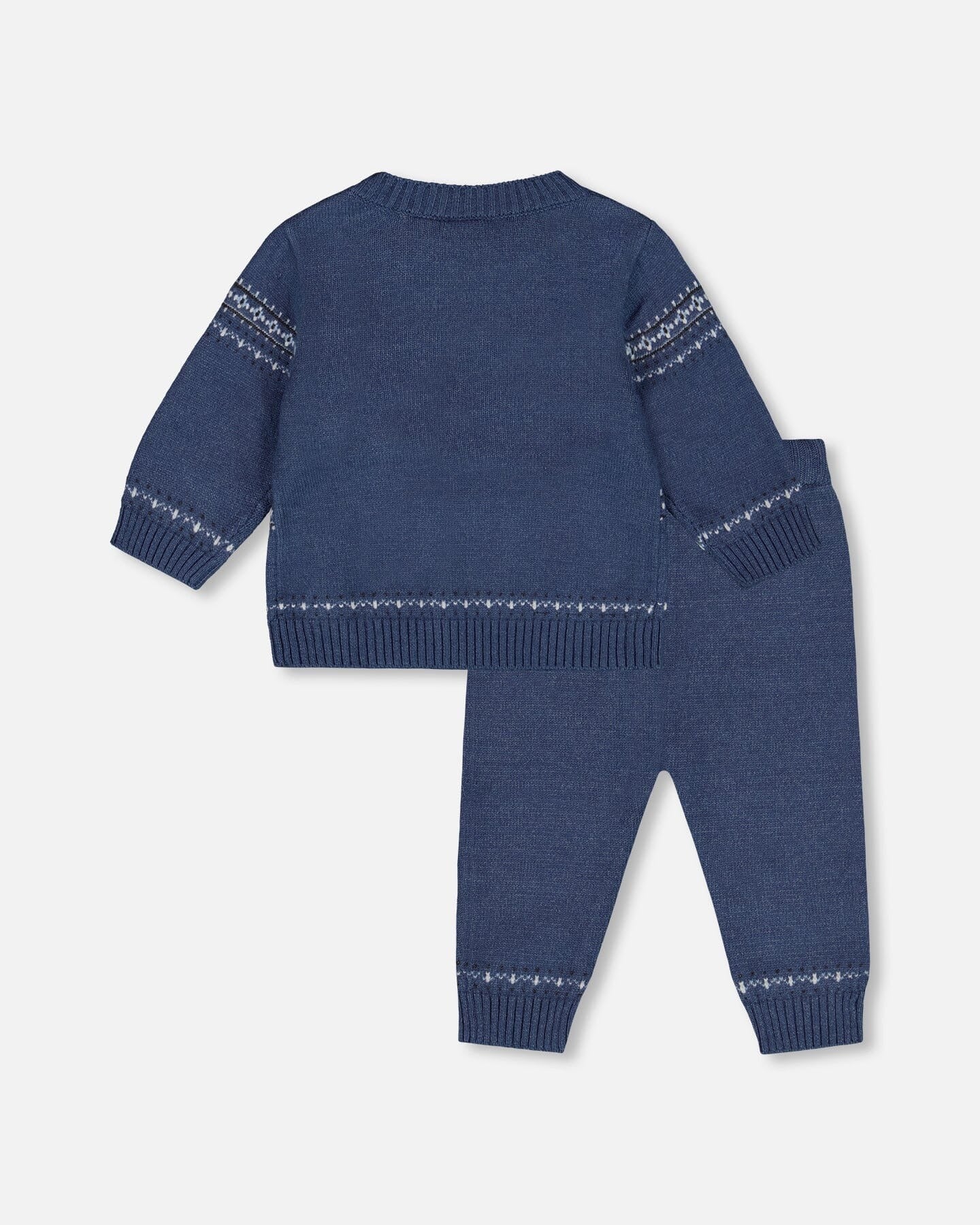 Knitted Jacquard Sweater And Pant Set Blue Gray With Bears Clothing - Infant deux par deux
