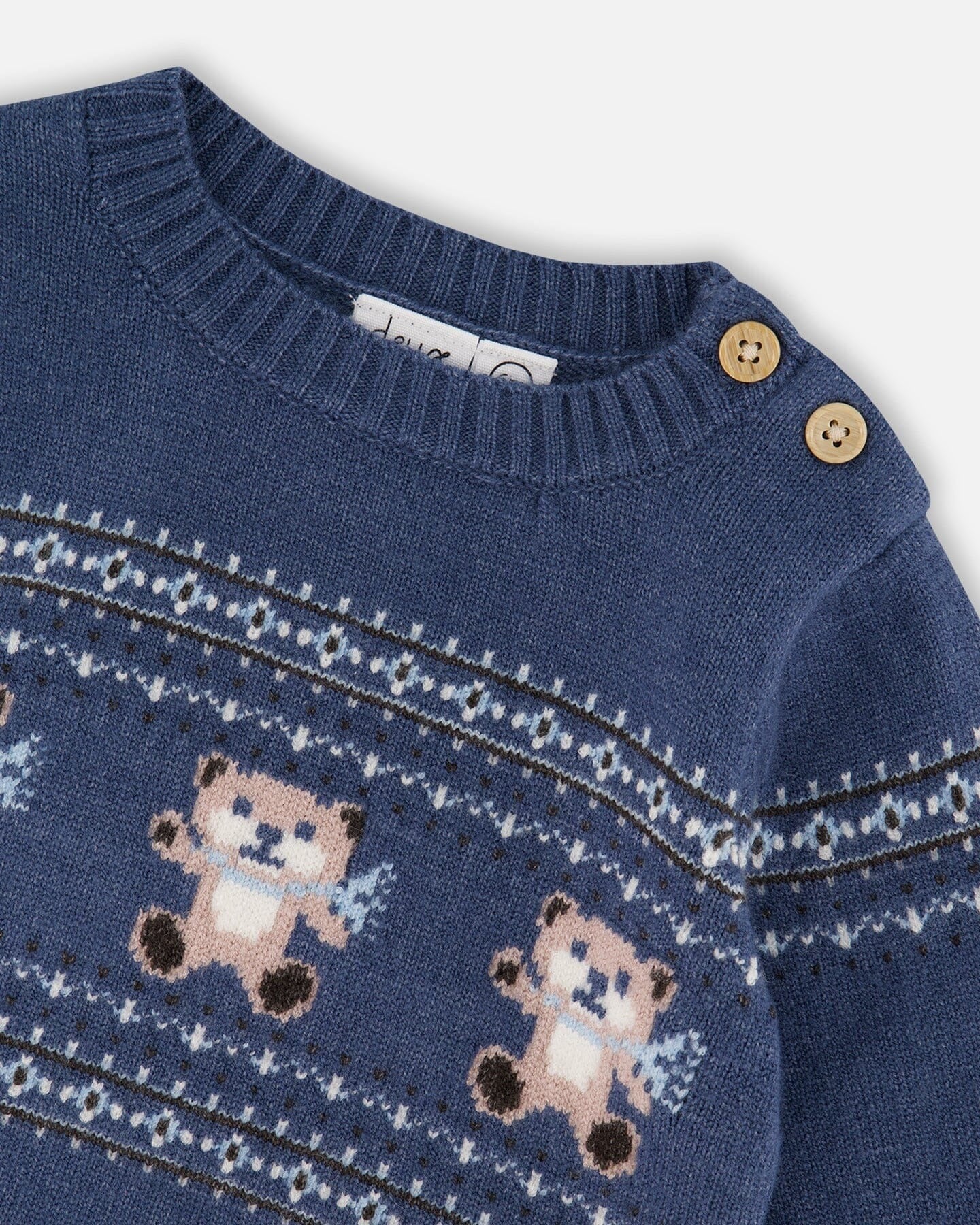 Knitted Jacquard Sweater And Pant Set Blue Gray With Bears Clothing - Infant deux par deux