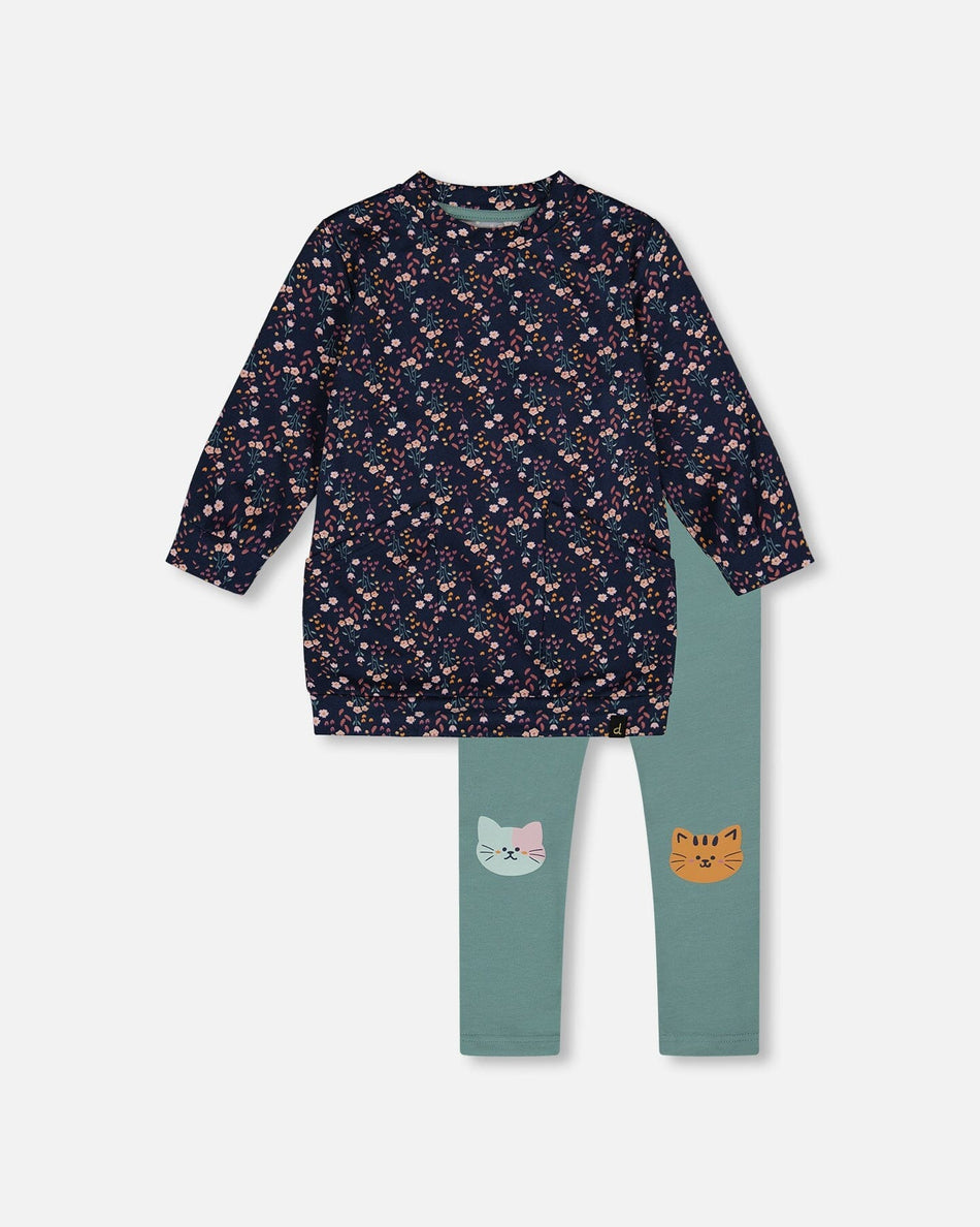Tunic And Leggings Set Navy Floral