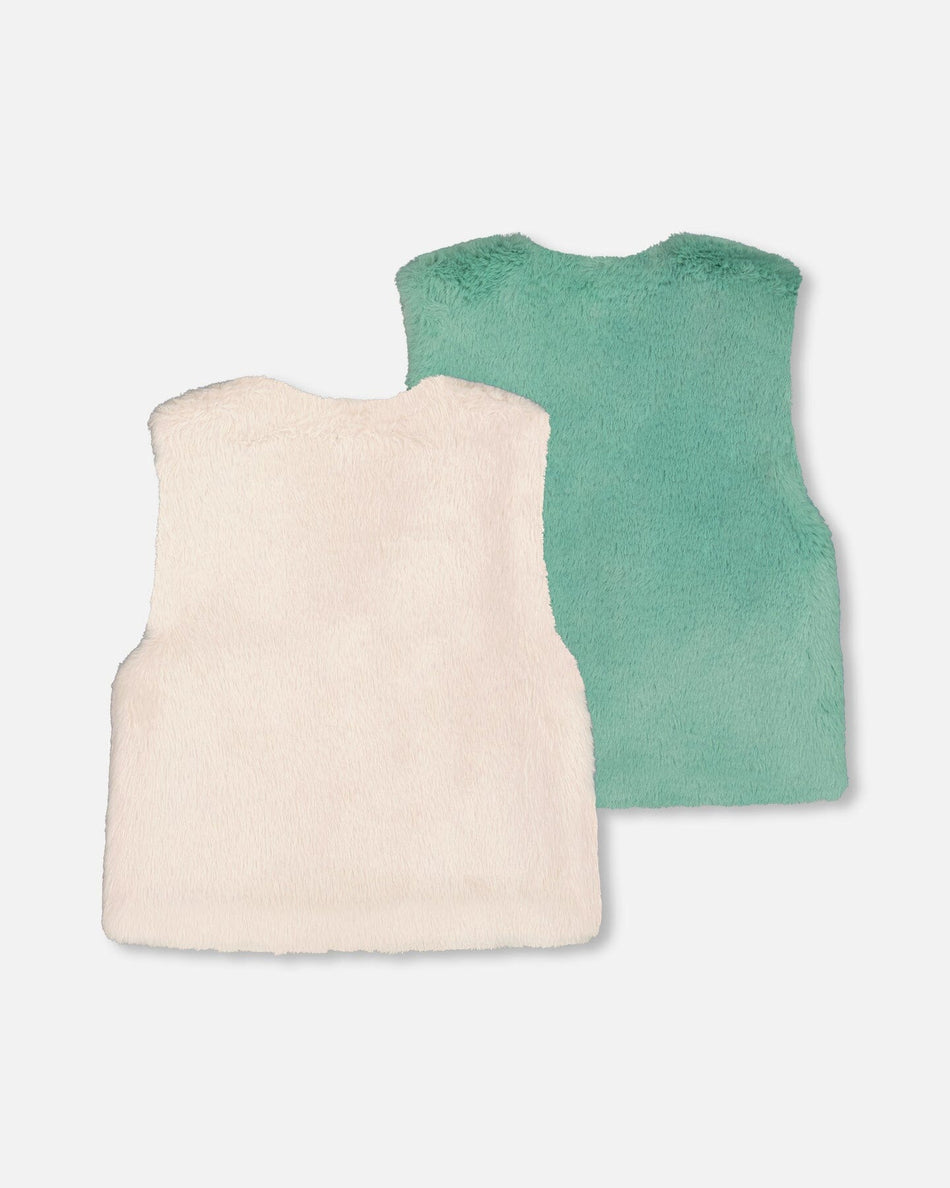 deux par deux Reversible Off White Faux Fur Vest