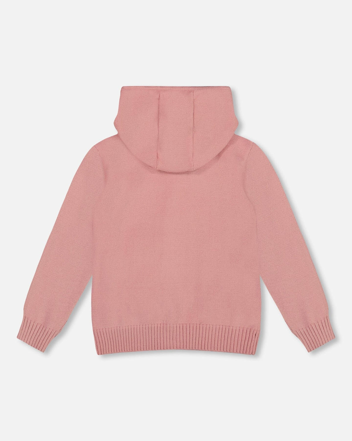 Hooded Knit Cardigan Dusty Pink With Unicorn Intarsia Jackets deux par deux
