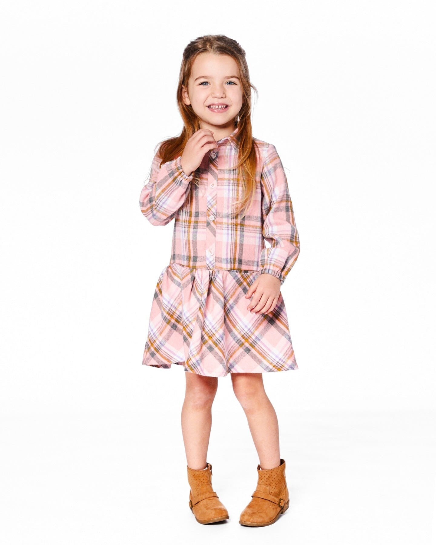 Shirt Plaid Dress With Frill Pink, Yellow And Gray Clothing - Girls Outfits deux par deux