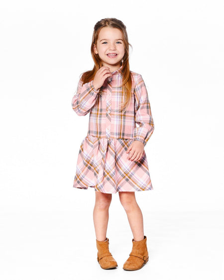 Shirt Plaid Dress With Frill Pink, Yellow And Gray Clothing - Girls Outfits deux par deux