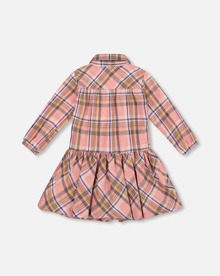 Shirt Plaid Dress With Frill Pink, Yellow And Gray Clothing - Girls Outfits deux par deux