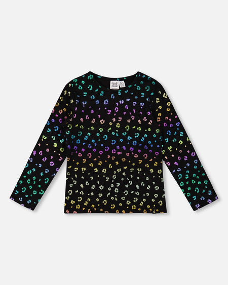 Stretch Jersey T-Shirt Multicolor Leopard Print Clothing - Girls Outfits deux par deux