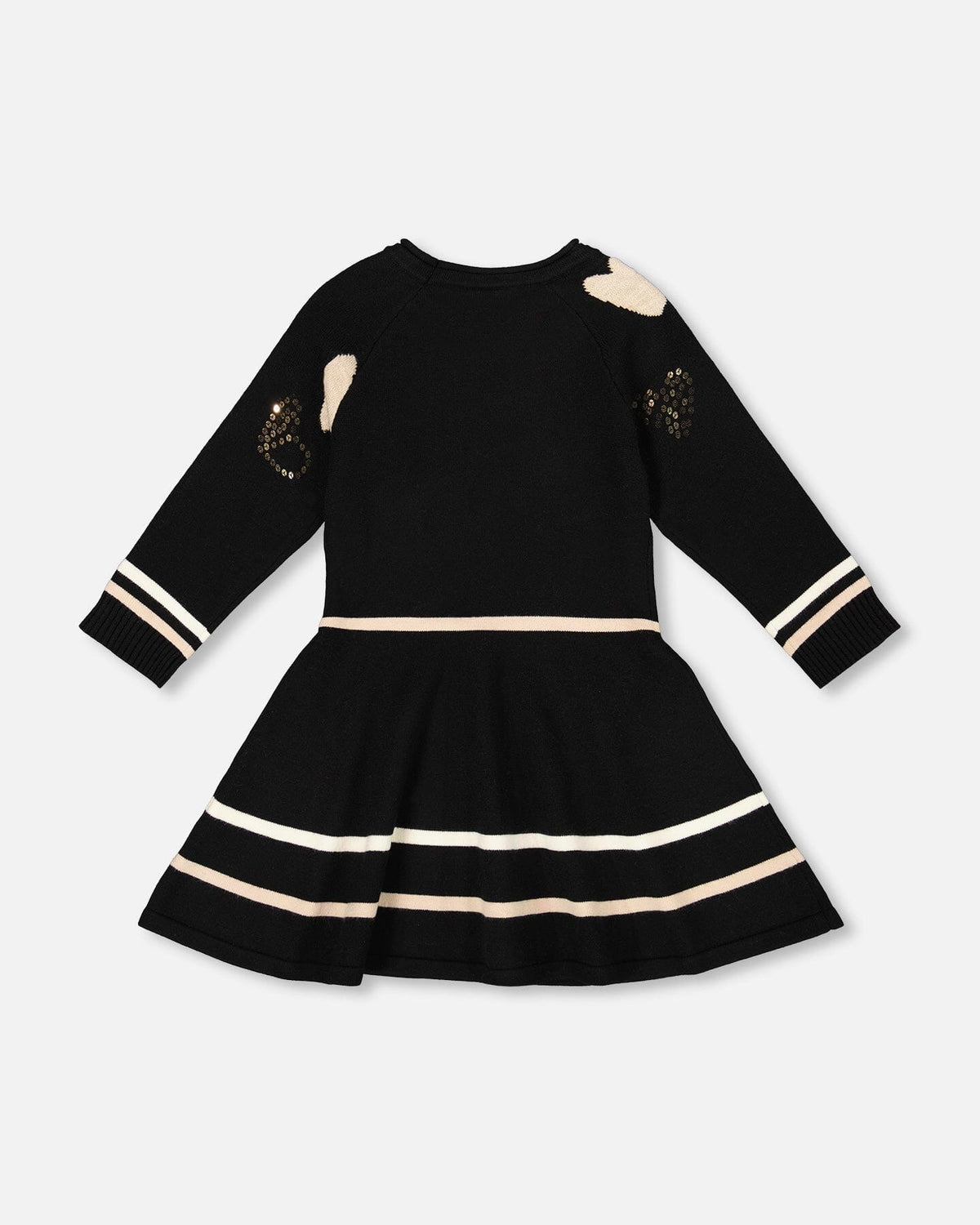 Knit Dress Black With Glittery Heart Motifs Baby & Toddler Dresses deux par deux