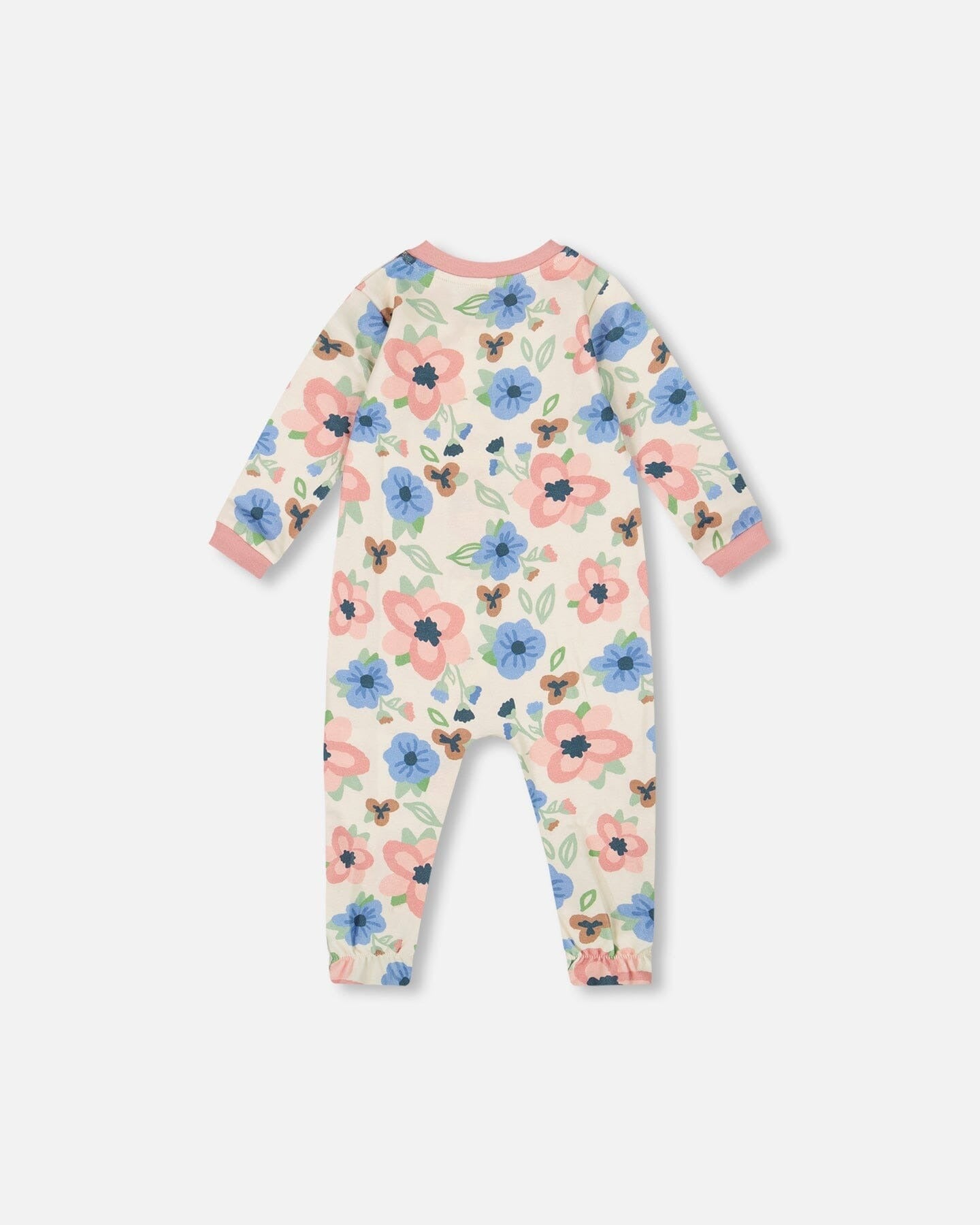 One-Piece Organic Cotton Off-White Flower Print Footie Clothing - Infant deux par deux