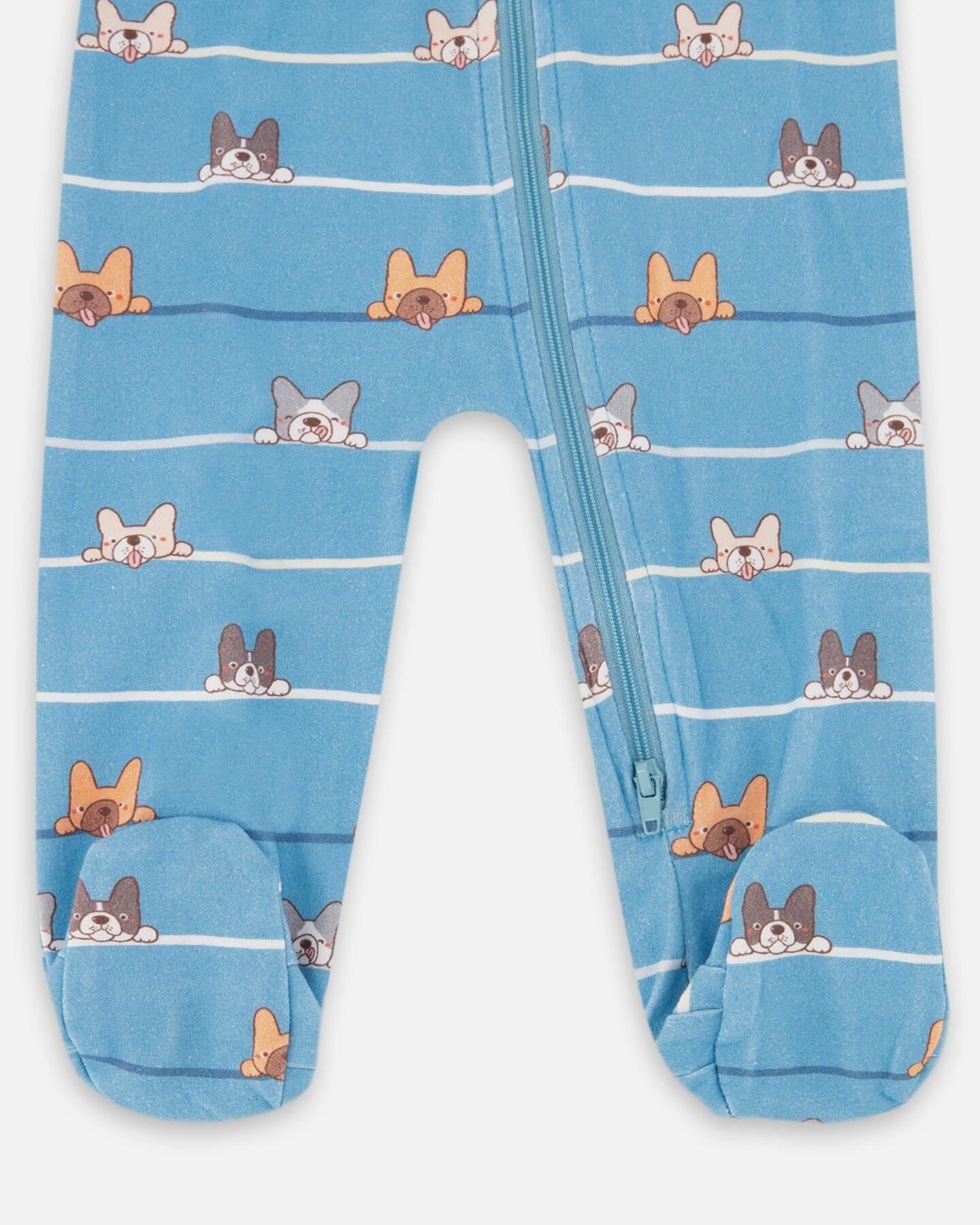 One-Piece Organic Cotton Blue Dog Print Footie Clothing - Infant deux par deux