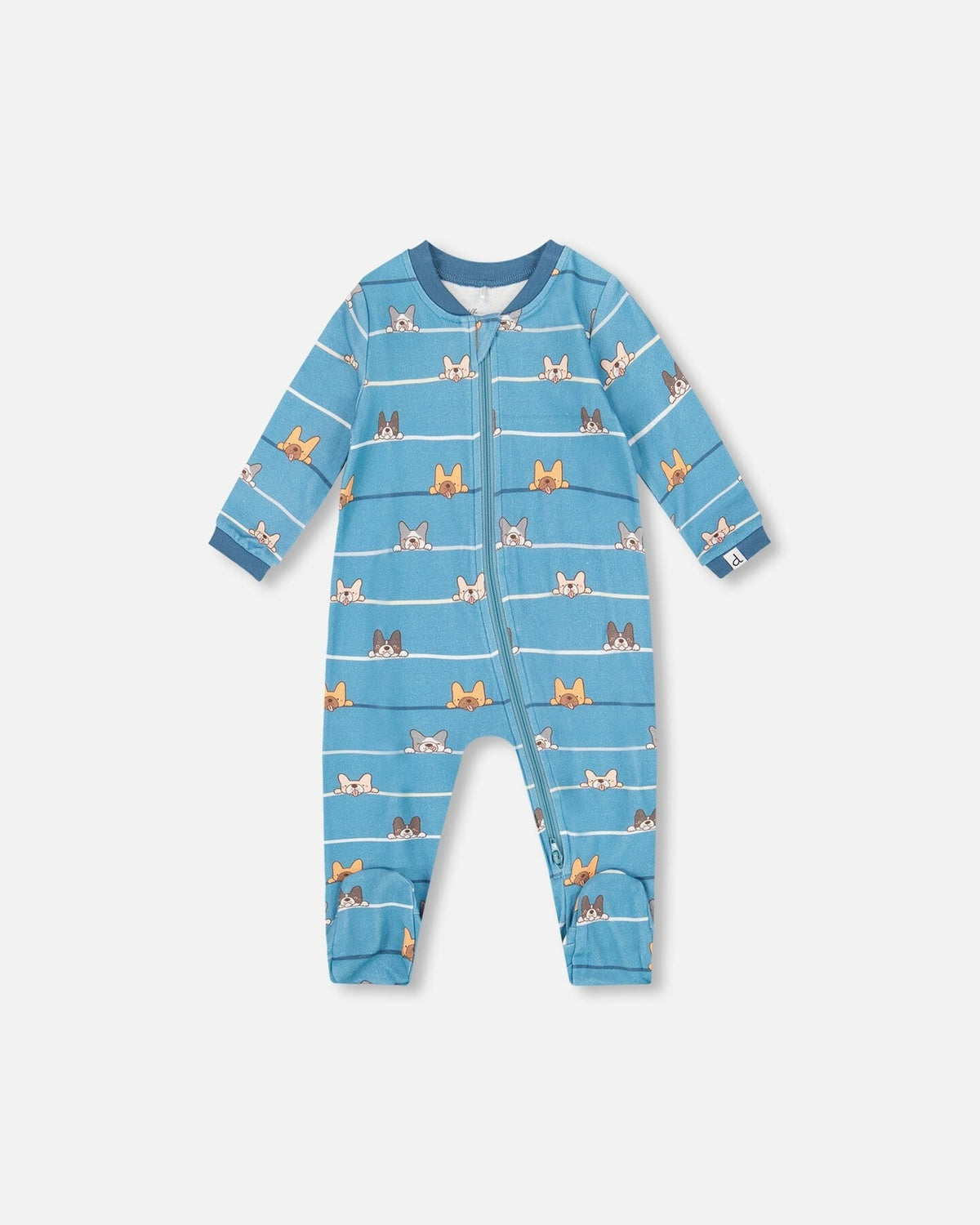 One-Piece Organic Cotton Blue Dog Print Footie Clothing - Infant deux par deux