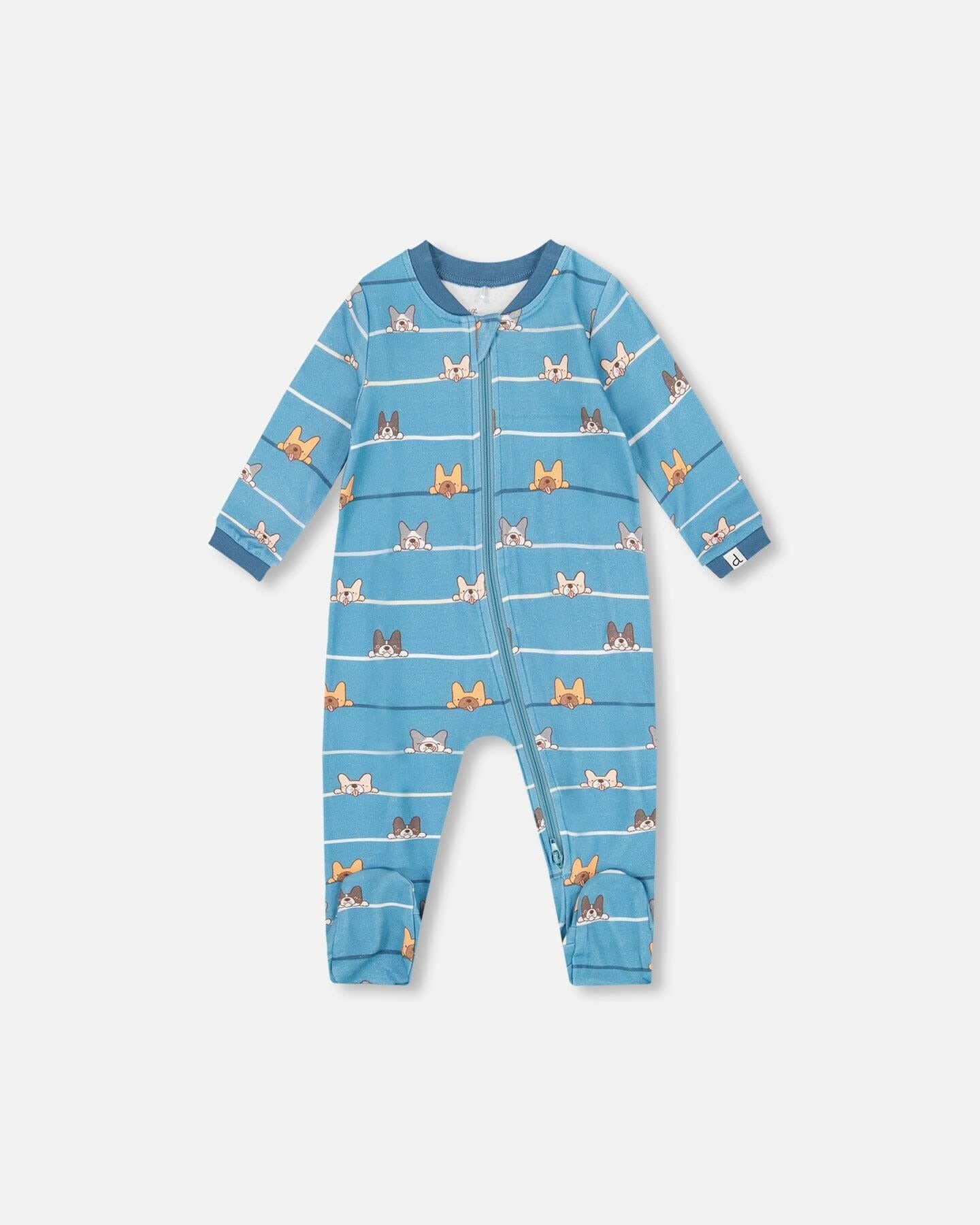 One-Piece Organic Cotton Blue Dog Print Footie Clothing - Infant deux par deux